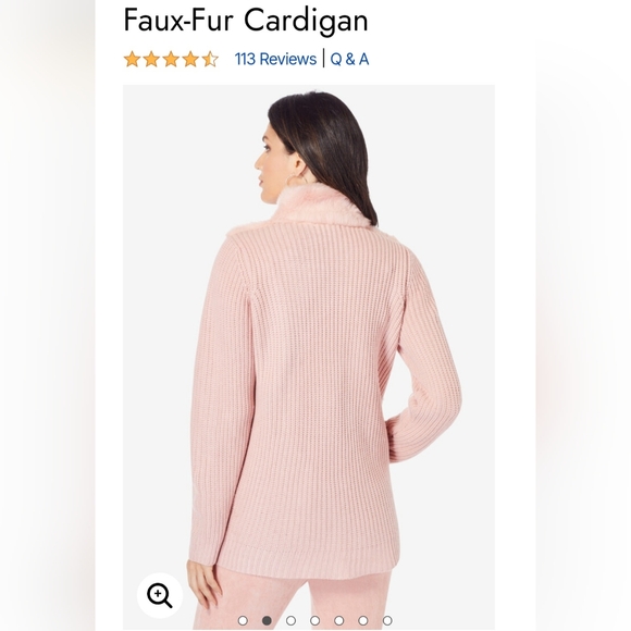Roaman's Pink Faux Fur Rib Knit Cardigan Jacket Women's 22-24 1X - Picture 11 of 14